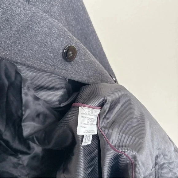 Calvin Klein  Womens 6 Wool Belted Colorblock Mid Length Coat In Grey Black - Picture 12 of 16